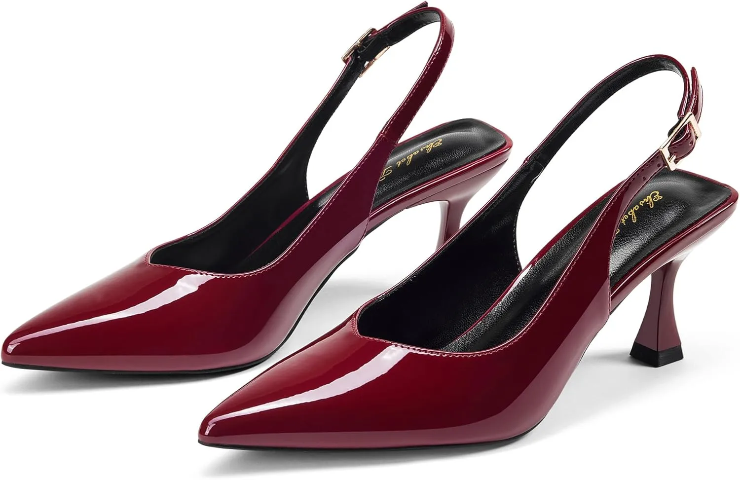 Elisabet Tang Women's Kitten Heel Slingback Low Pumps 3 Inches Stiletto Pointed Closed Toe Elegant Dressy Bridal Wedding Party Shoes