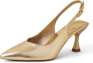 Elisabet Tang Women's Kitten Heel Slingback Low Pumps 3 Inches Stiletto Pointed Closed Toe Elegant Dressy Bridal Wedding Party Shoes