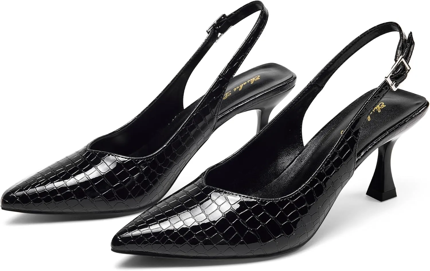 Elisabet Tang Women's Kitten Heel Slingback Low Pumps 3 Inches Stiletto Pointed Closed Toe Elegant Dressy Bridal Wedding Party Shoes