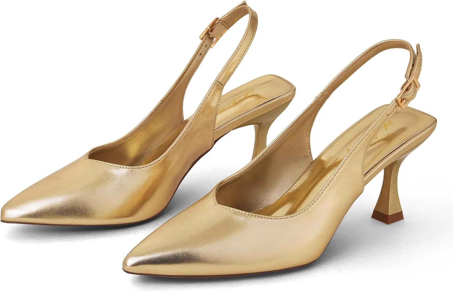 Elisabet Tang Women's Kitten Heel Slingback Low Pumps 3 Inches Stiletto Pointed Closed Toe Elegant Dressy Bridal Wedding Party Shoes