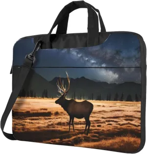 Elk in the meadow pattern Ultra-thin portable shoulder laptop bag Stylish and Protective Shockproof soft lining
