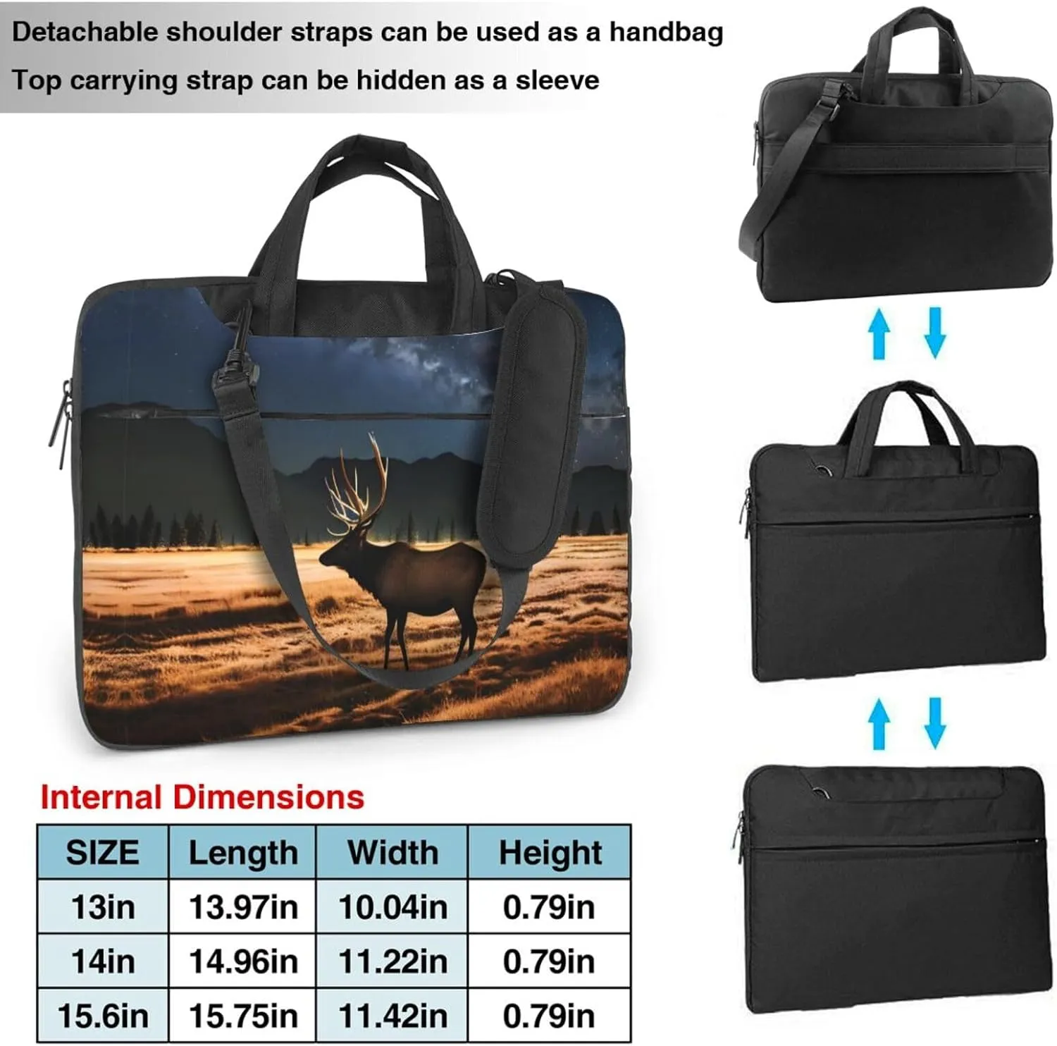 Elk in the meadow pattern Ultra-thin portable shoulder laptop bag Stylish and Protective Shockproof soft lining