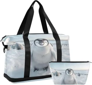 Emperor Penguin Duffel Bag Lightweight Carry On Gym Bags for Travel and Weekends, Versatile Overnight Bag with Shoe Compartment