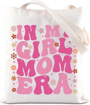 ENSIANTH In My Girl Mom Era Tote Bag Mother's Day Gift Expecting Mom Gift Gender Reveal Mom Shoulder Bag New Mama Gift