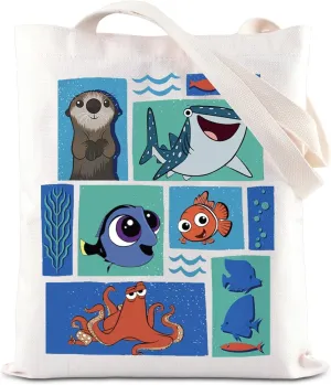 ENSIANTH Nemo Dory Movie Merch Tote Bag Animal Ocean Gift Clownfish Dory Lover Shoulder Bag Squirt Turtle Gift