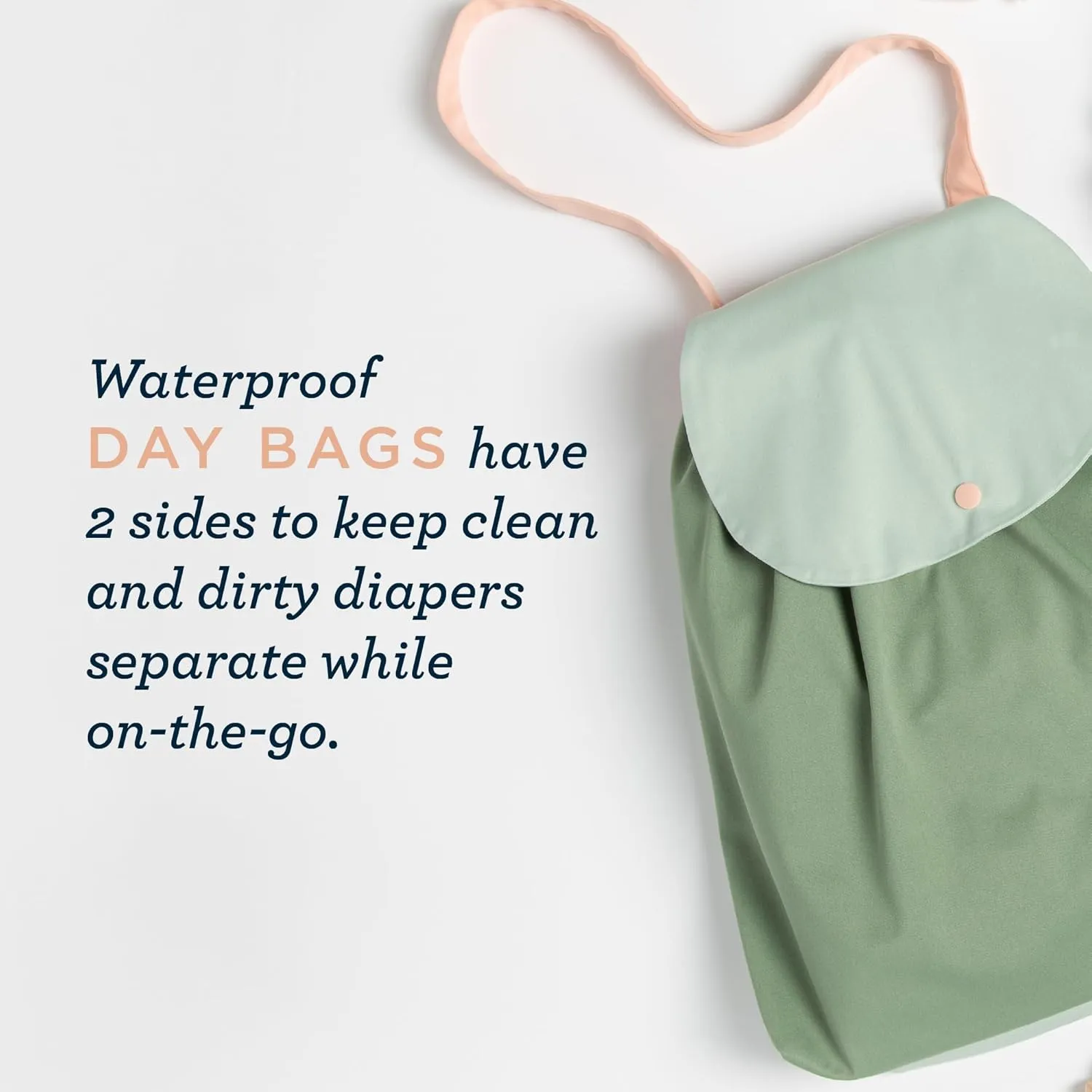 Esembly Day Bag - Reusable Waterproof Wet and Dry Bag with Dual Compartments for Cloth Diapers, Swimsuits, Toiletries, and Snacks - Buds