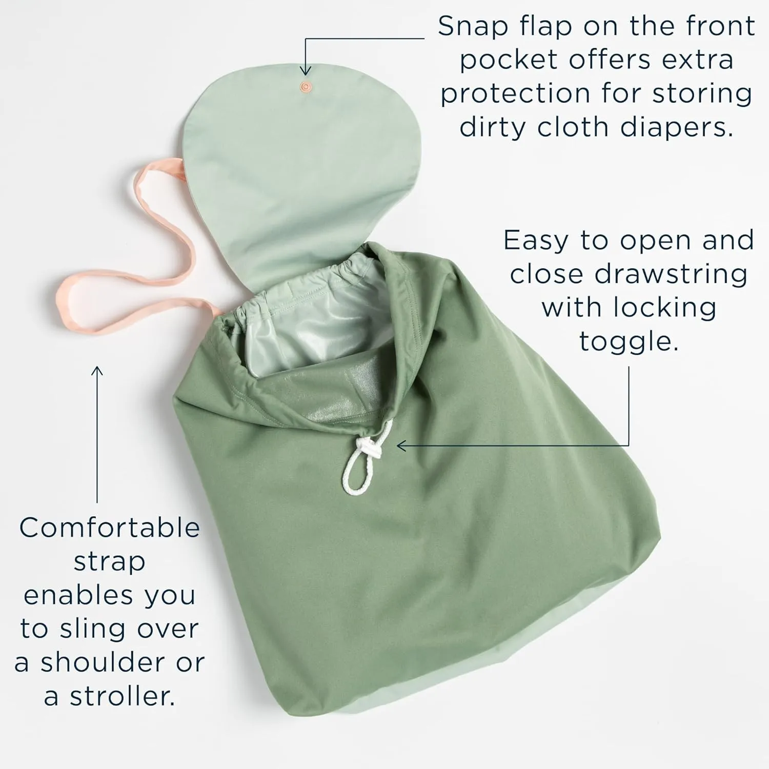 Esembly Day Bag - Reusable Waterproof Wet and Dry Bag with Dual Compartments for Cloth Diapers, Swimsuits, Toiletries, and Snacks - Buds