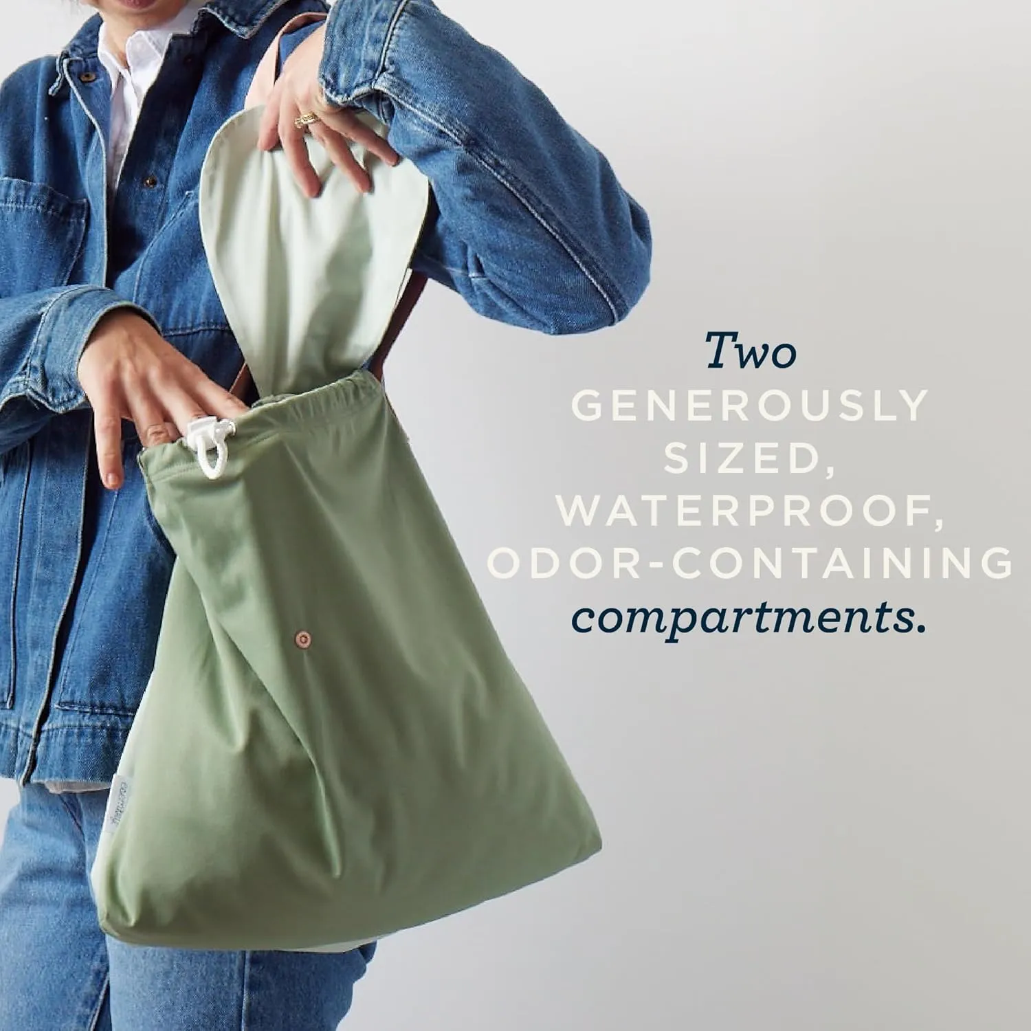Esembly Day Bag - Reusable Waterproof Wet and Dry Bag with Dual Compartments for Cloth Diapers, Swimsuits, Toiletries, and Snacks - Buds