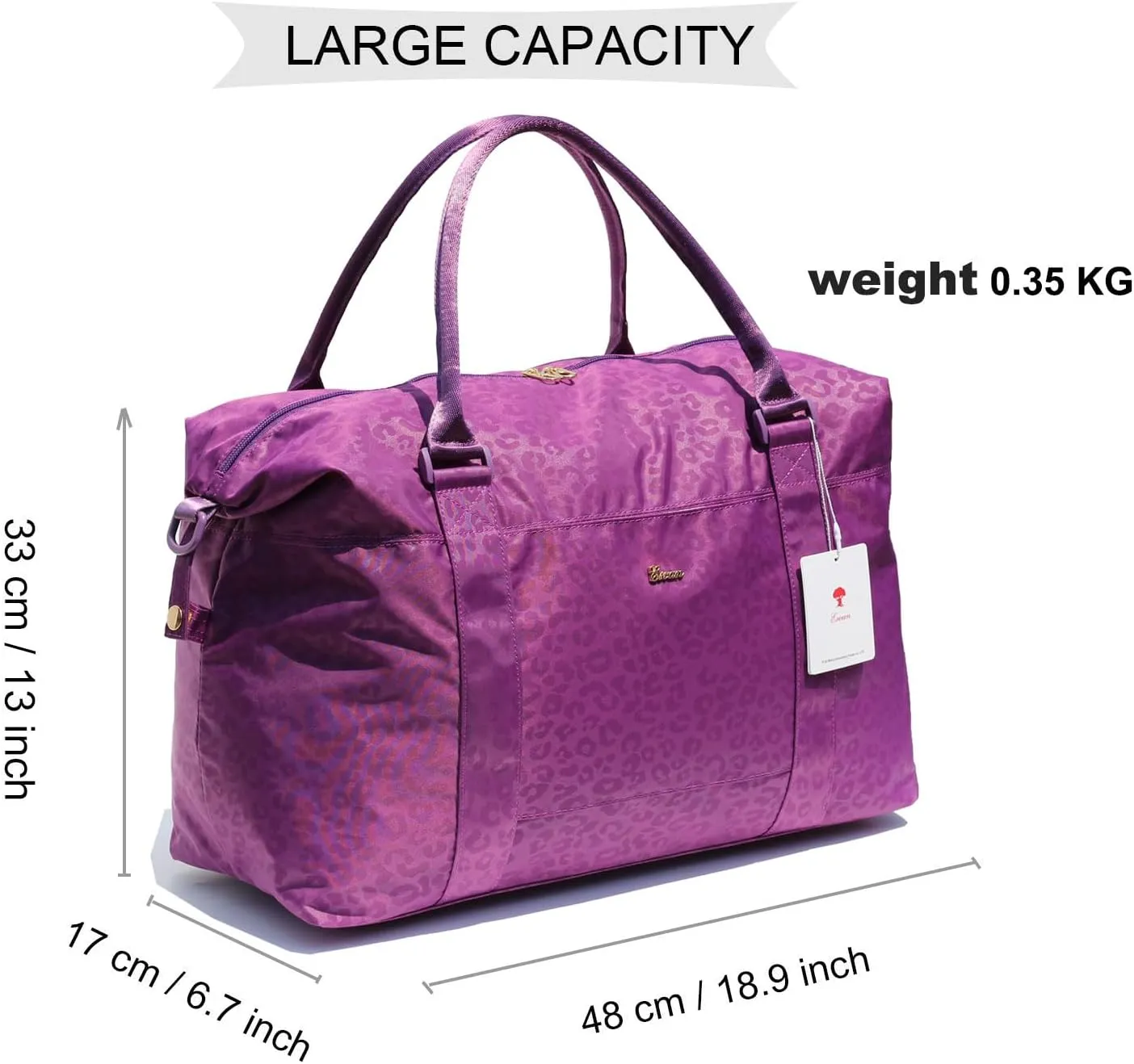 ESVAN Travel Tote Duffel Gym Bag,Weekender Overnight Carry-on Tote Crossbody Bag with Wet Pocket and Trolley Sleeve Upgraded