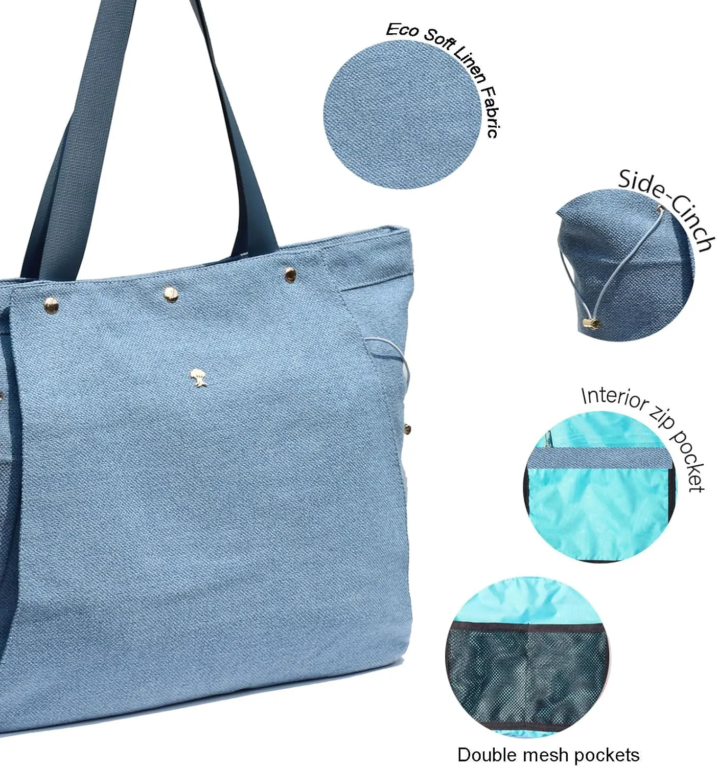 ESVAN Yoga Mat Bag, Gym Bag Tote Bag with Multi Pockets For Women Drawstring Yoga Mat Carrier Pilates Travel Workout Office