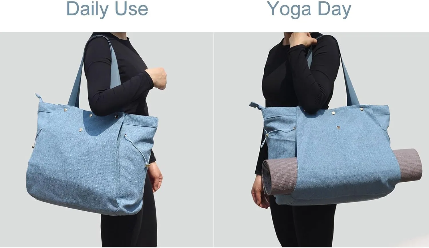 ESVAN Yoga Mat Bag, Gym Bag Tote Bag with Multi Pockets For Women Drawstring Yoga Mat Carrier Pilates Travel Workout Office