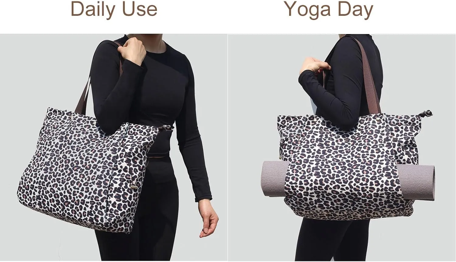 ESVAN Yoga Mat Bag, Gym Bag Tote Bag with Multi Pockets For Women Drawstring Yoga Mat Carrier Pilates Travel Workout Office