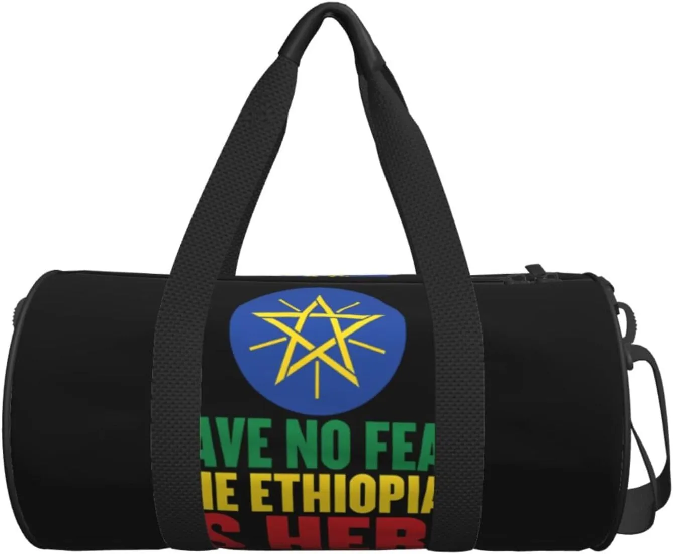 Ethiopia Flag The Ethiopian Is Here Round Travel Duffel Bag Large Capacity Gym Sports Bags for Hiking Vacation Trips