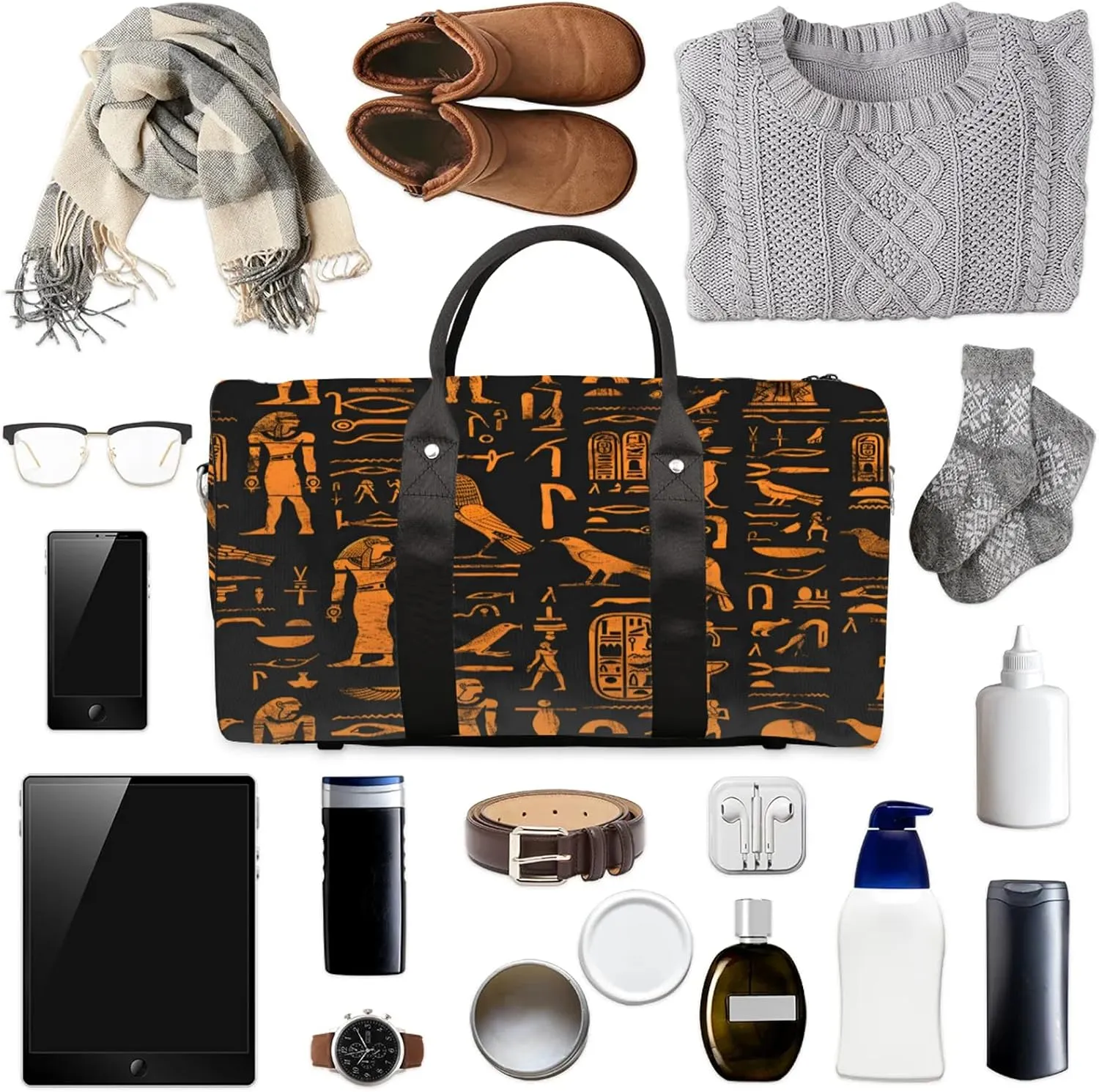 Ethnic Egypt Egyptian Travel Bag for Men Women, Gym Duffle Bags for Travel, Carry On Luggage Bag, Weekender Overnight Workout Bags