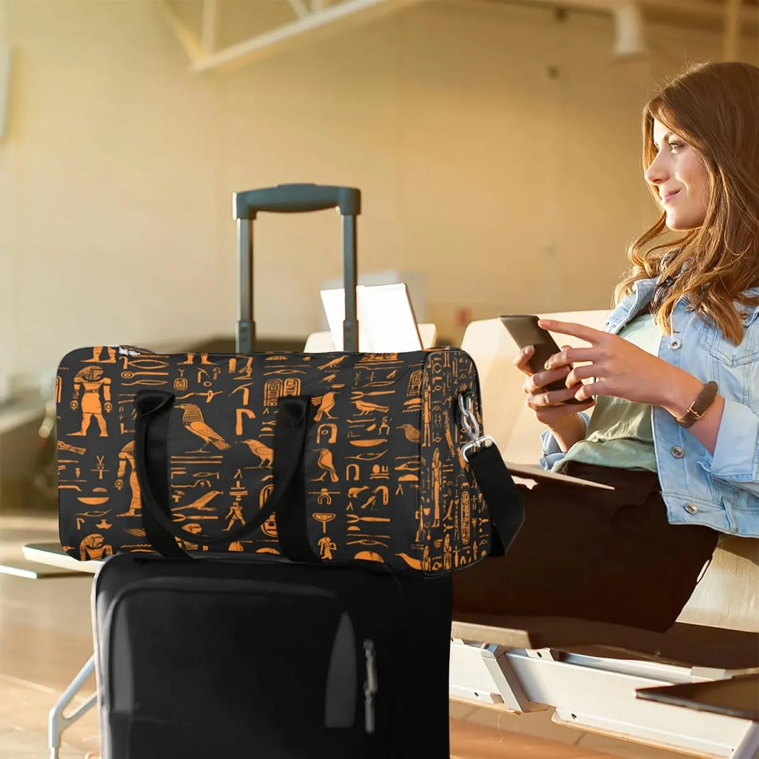 Ethnic Egypt Egyptian Travel Bag for Men Women, Gym Duffle Bags for Travel, Carry On Luggage Bag, Weekender Overnight Workout Bags