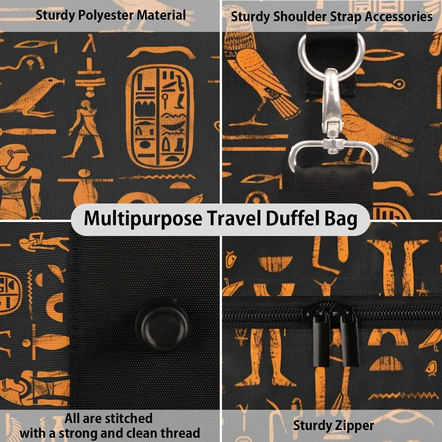 Ethnic Egypt Egyptian Travel Bag for Men Women, Gym Duffle Bags for Travel, Carry On Luggage Bag, Weekender Overnight Workout Bags