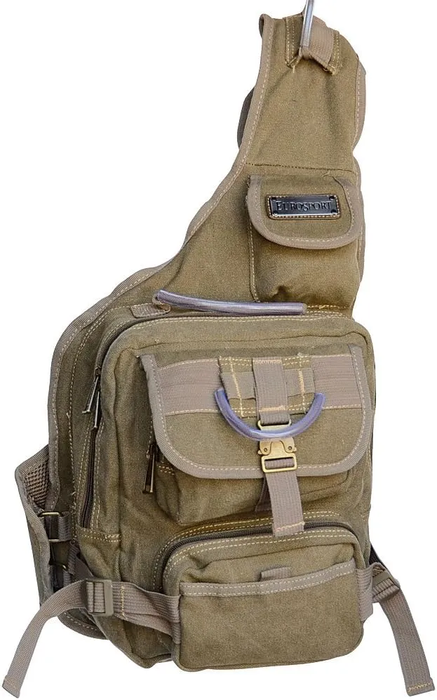 Eurosport Canvas Urban Sling Crossbody Backpack Bag (Putty)