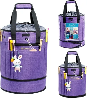 Expandable Crochet Bag - Yarn Storage Organizer, Knitting Bag, Tote, Holder, Accessories, Drawstring Closure