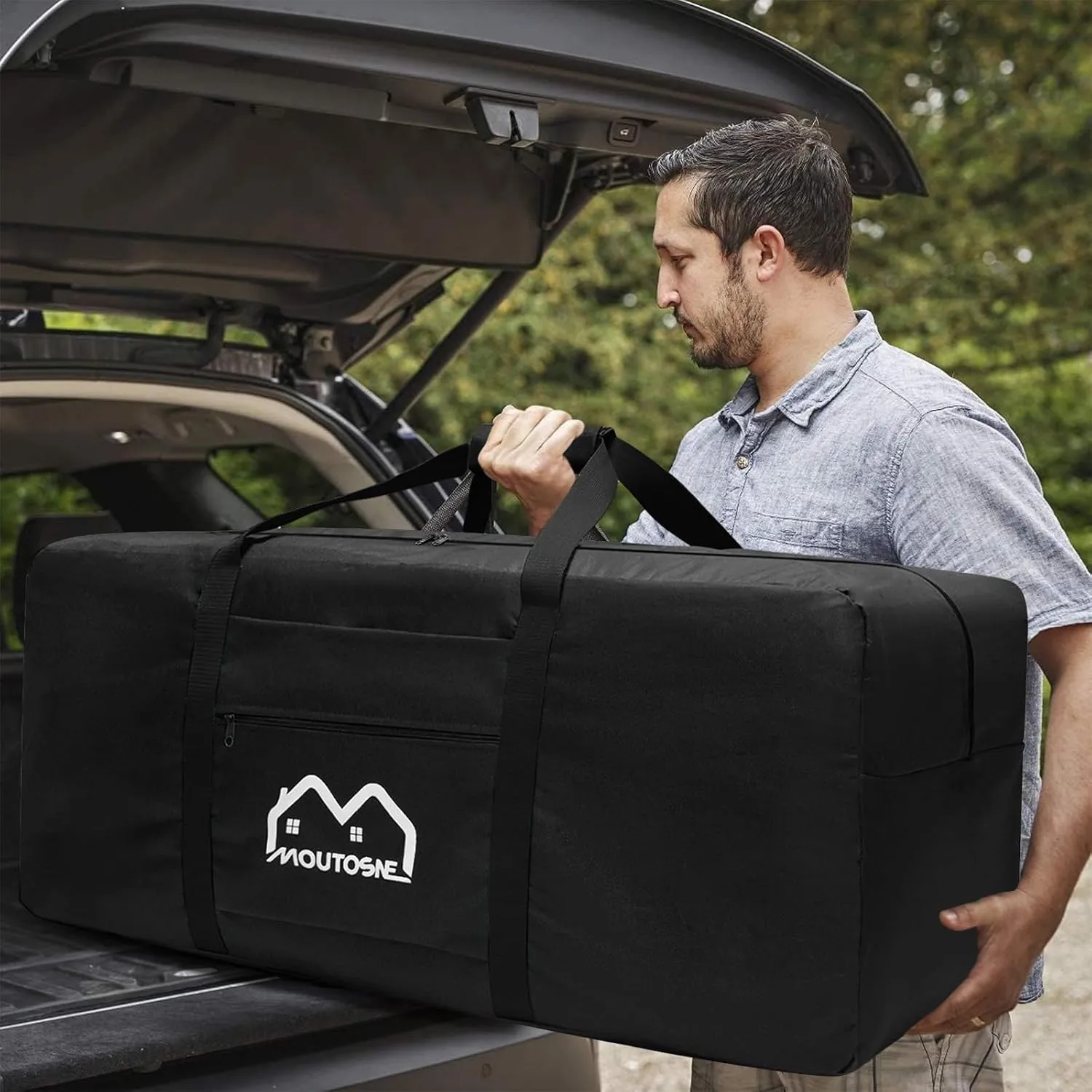Extra Large Duffle Bag for Travel, 200L Camping Sports Equipment Storage, Waterproof Foldable Luggage Bag with Padded Handles (Black)
