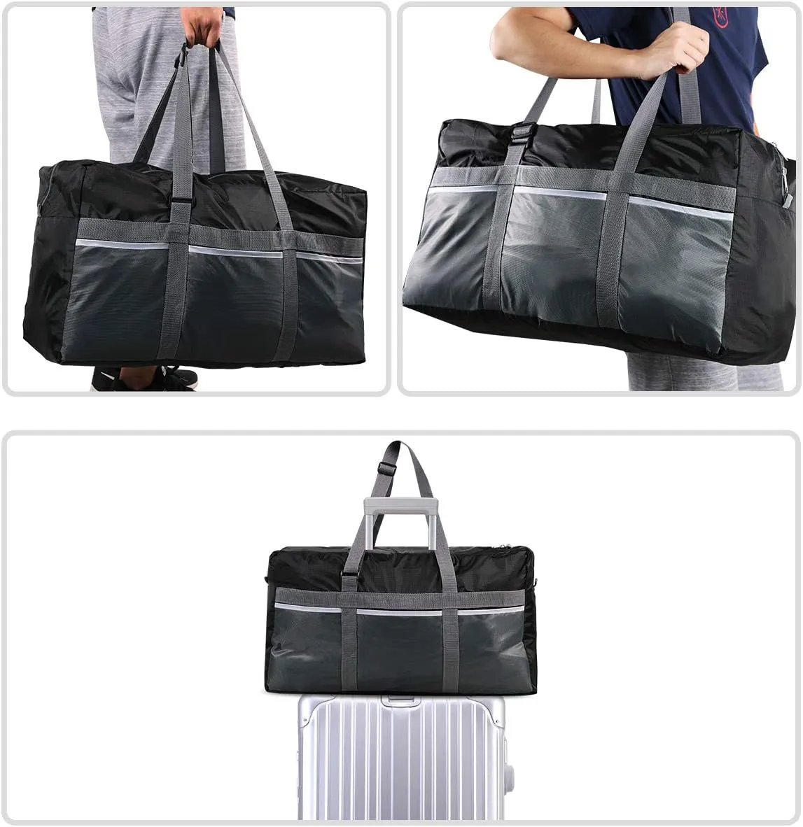 Extra Large Duffle Bag, Water Repellency Travel Foldable Duffle Bag for Men Women Adults, 75L, Black