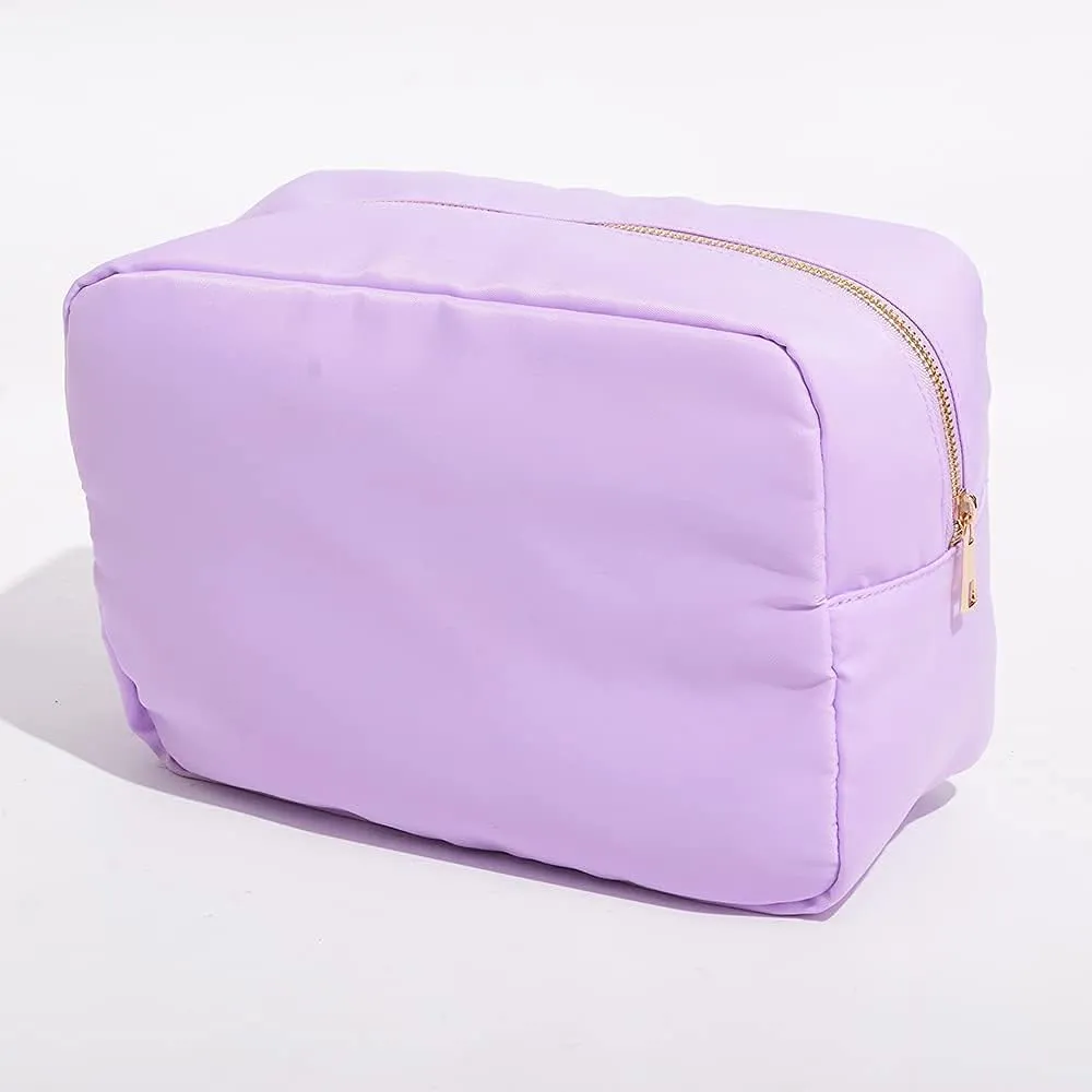 Extral Large Cosmetic Bag Makeup Pouch Bag Case, Nylon Travel Set Women Girls (Purple,XL)