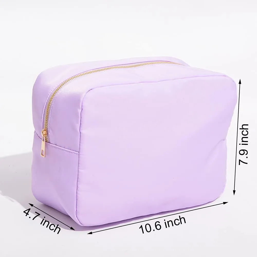 Extral Large Cosmetic Bag Makeup Pouch Bag Case, Nylon Travel Set Women Girls (Purple,XL)