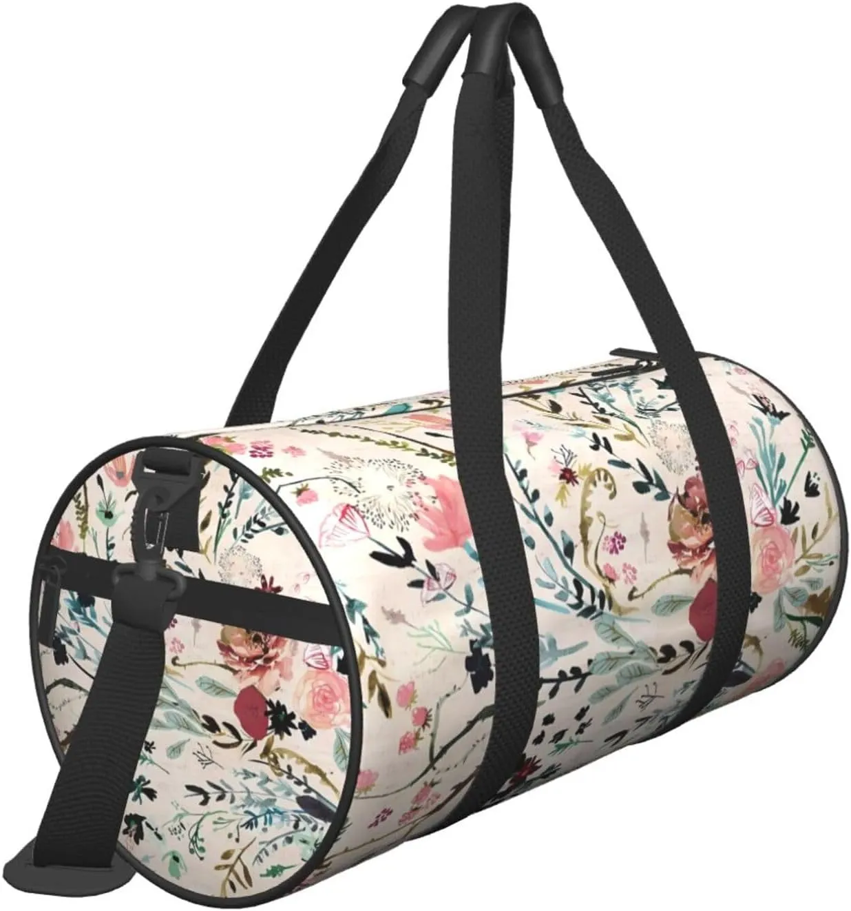 Fable Floral Round Travel Duffel Bag Large Capacity Gym Sports Bags for Hiking Vacation Trips