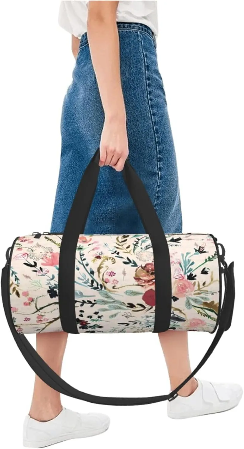 Fable Floral Round Travel Duffel Bag Large Capacity Gym Sports Bags for Hiking Vacation Trips