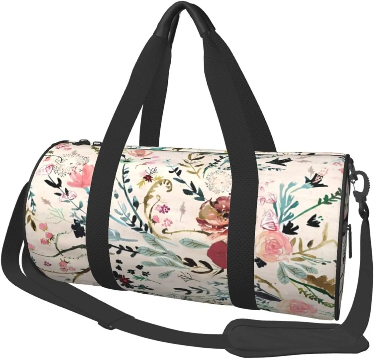 Fable Floral Round Travel Duffel Bag Large Capacity Gym Sports Bags for Hiking Vacation Trips