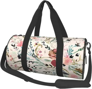 Fable Floral Round Travel Duffel Bag Large Capacity Gym Sports Bags for Hiking Vacation Trips