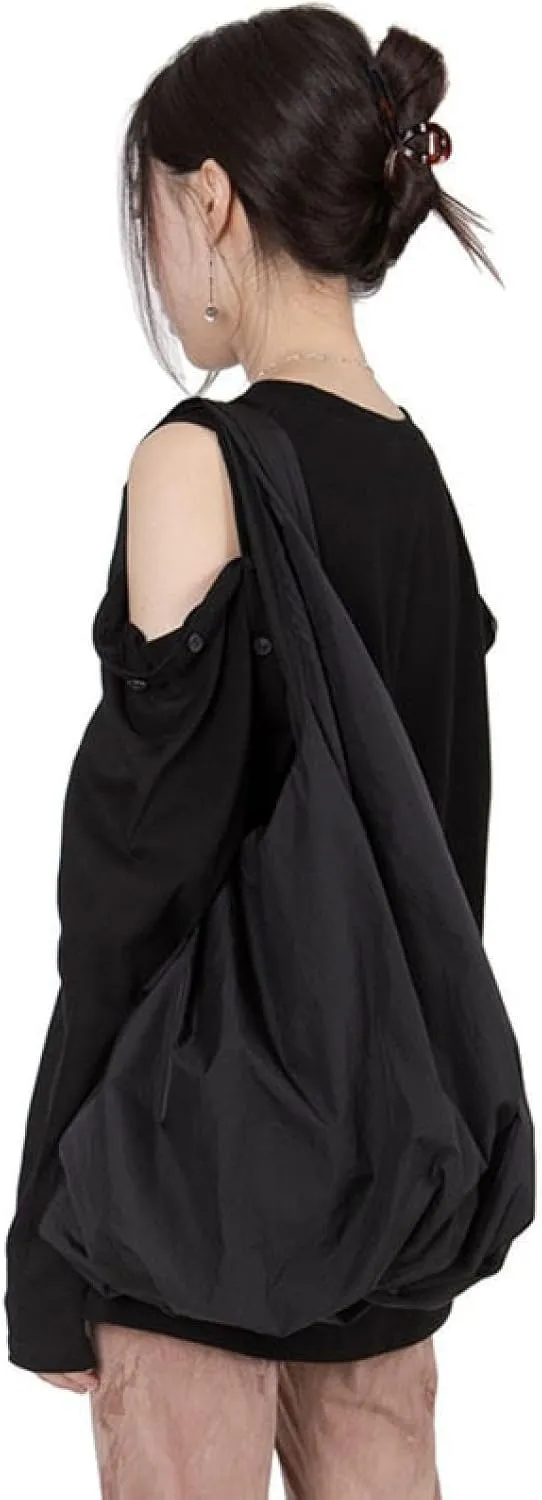 Fabric pleated one-shoulder crossbody bag, solid color clutch, light and thin personality large backpack