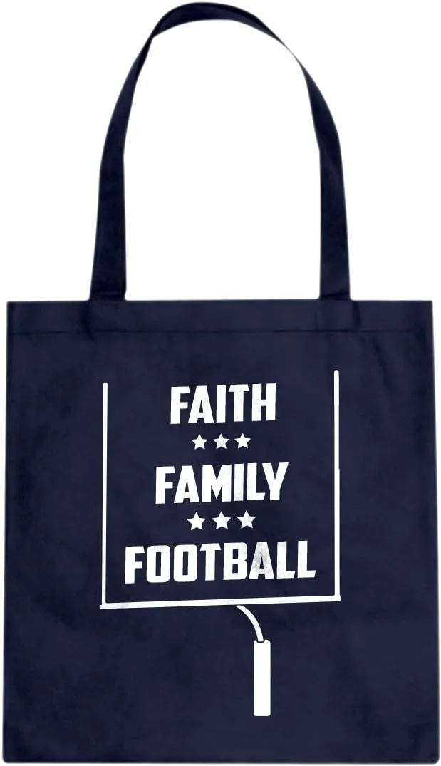 Faith Family Football Cotton Canvas Tote Bag