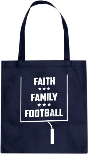 Faith Family Football Cotton Canvas Tote Bag