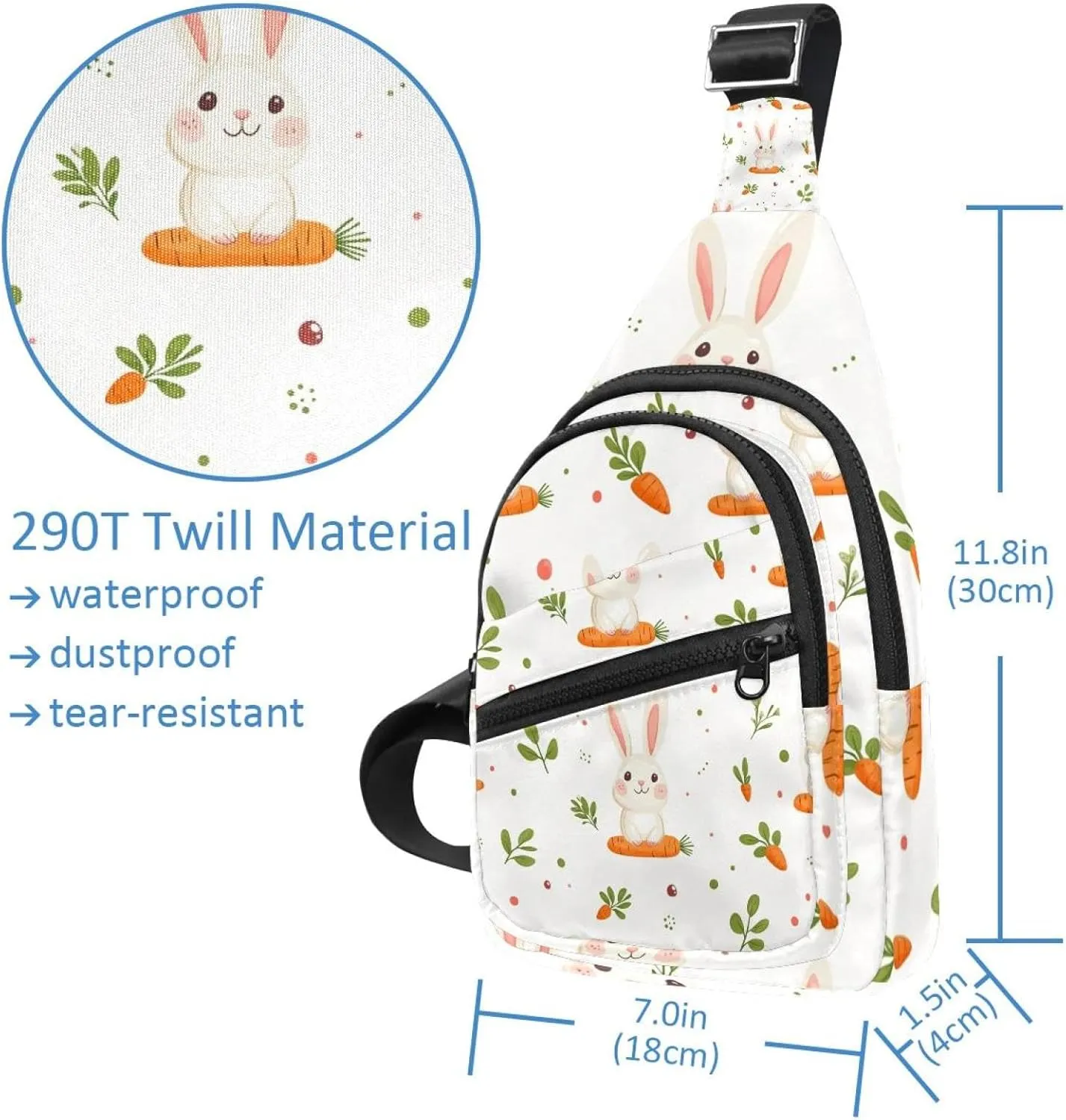 Fanny Pack Cross Body Bag for Outdoors Hiking Traveling, Holy Easter Bunny Easter Eggs