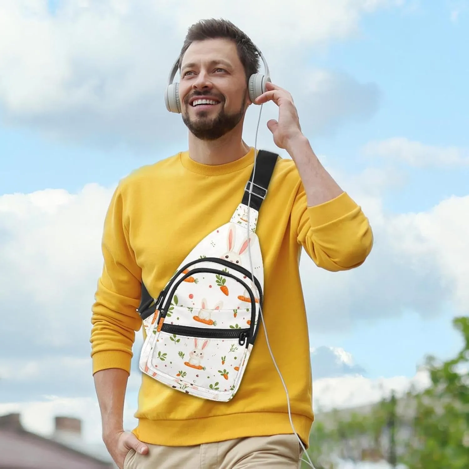Fanny Pack Cross Body Bag for Outdoors Hiking Traveling, Holy Easter Bunny Easter Eggs