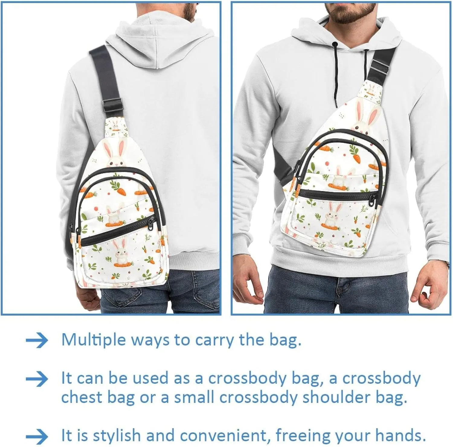 Fanny Pack Cross Body Bag for Outdoors Hiking Traveling, Holy Easter Bunny Easter Eggs