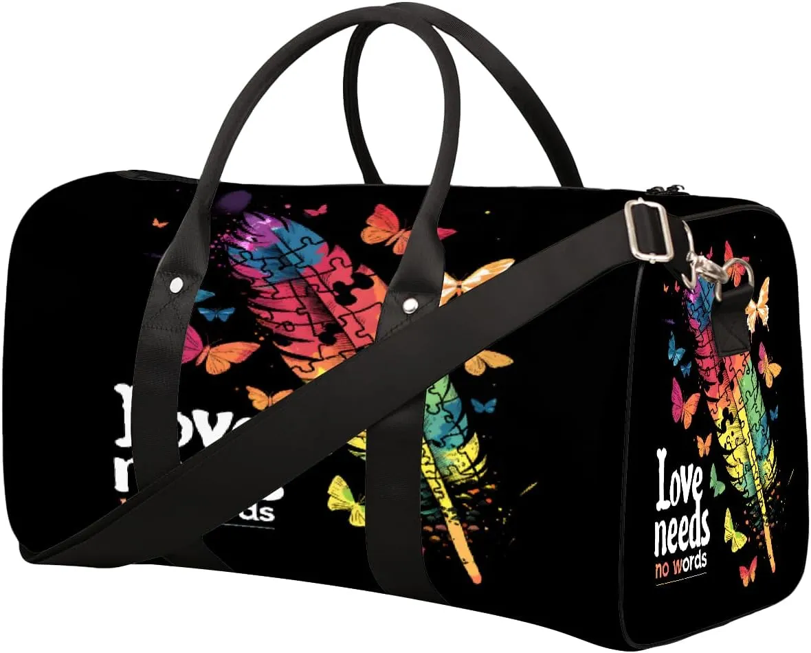Fantasy Colorful Feathers Travel Duffel Bag for Women Men Small Sport Gym Bag Waterproof Weekender Overnight Lightweight Carry on Foldable Gym Bag for Training Swim Yoga Traveling Handbag