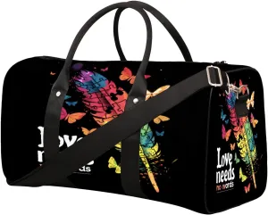 Fantasy Colorful Feathers Travel Duffel Bag for Women Men Small Sport Gym Bag Waterproof Weekender Overnight Lightweight Carry on Foldable Gym Bag for Training Swim Yoga Traveling Handbag