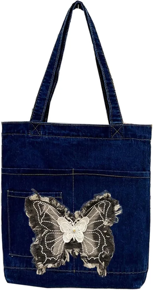 Farm4Far Women Denim Bow-tie Tote Shoulder Sling Hand Bags