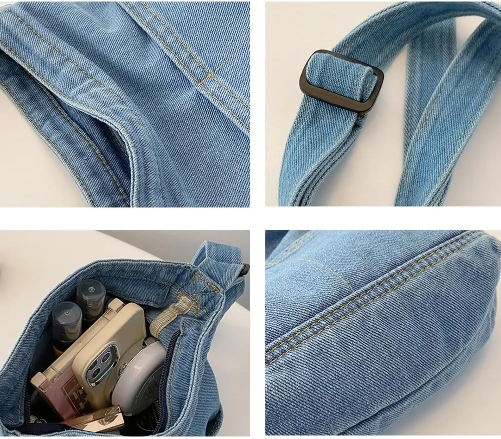 Farm4Far Women Denim Bow-tie Tote Shoulder Sling Hand Bags