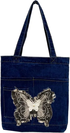 Farm4Far Women Denim Bow-tie Tote Shoulder Sling Hand Bags