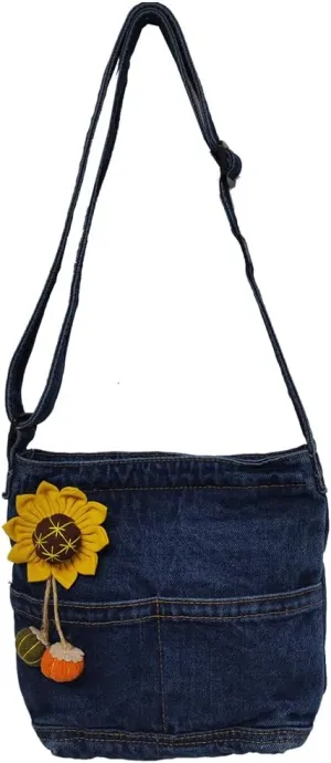 Farm4Far Women Denim Bow-tie Tote Shoulder Sling Hand Bags