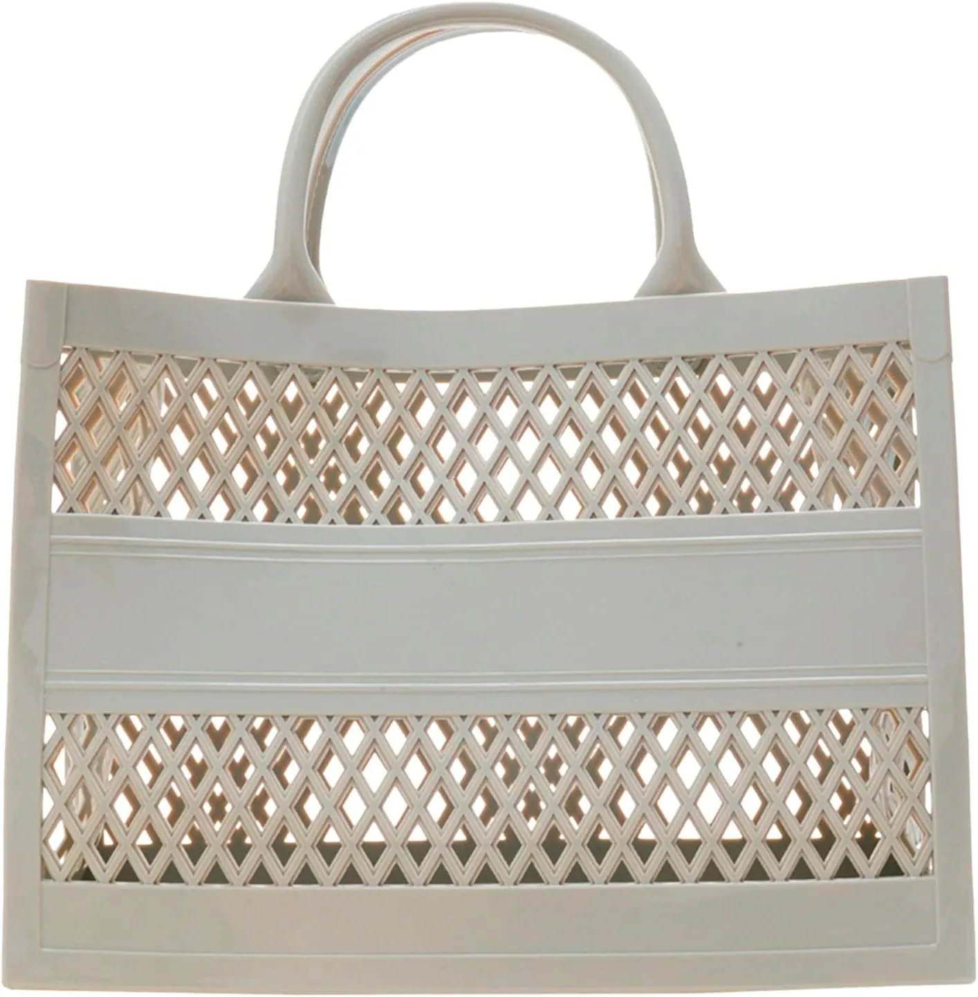 Fashion Big Capacity PVC Shopping Tote Bag Rubber Silicone Beach Bag 460 Rancher Clutch (Grey, One Size)