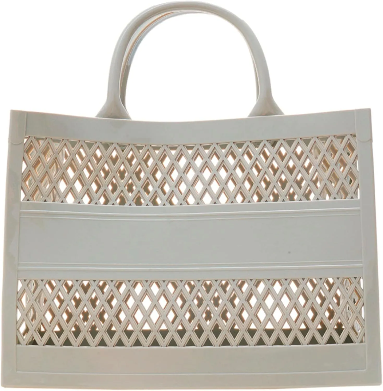 Fashion Big Capacity PVC Shopping Tote Bag Rubber Silicone Beach Bag 460 Rancher Clutch (Grey, One Size)