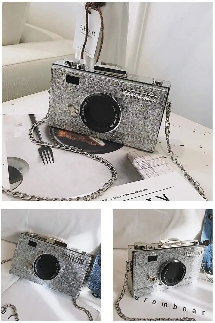 Fashion 'Camera' Handbag, Envelope Clutch, Cross-body Shoulder Purse, Soft PU Leather Handbag for Women/Girls