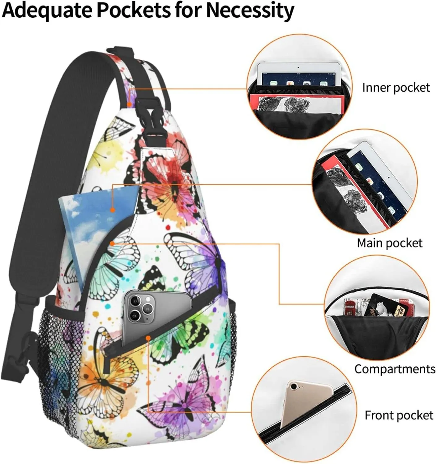 Fashion Chest Sling Bag Crossbody Shoulder Backpack Adjustable Lightweight Travel Hiking Casual Daypack Unisex