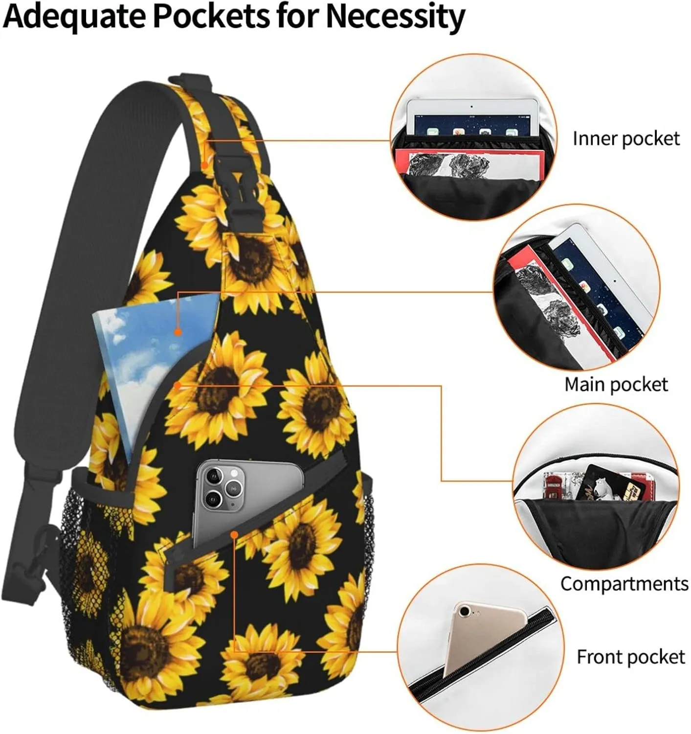 Fashion Chest Sling Bag Crossbody Shoulder Backpack Adjustable Lightweight Travel Hiking Casual Daypack Unisex