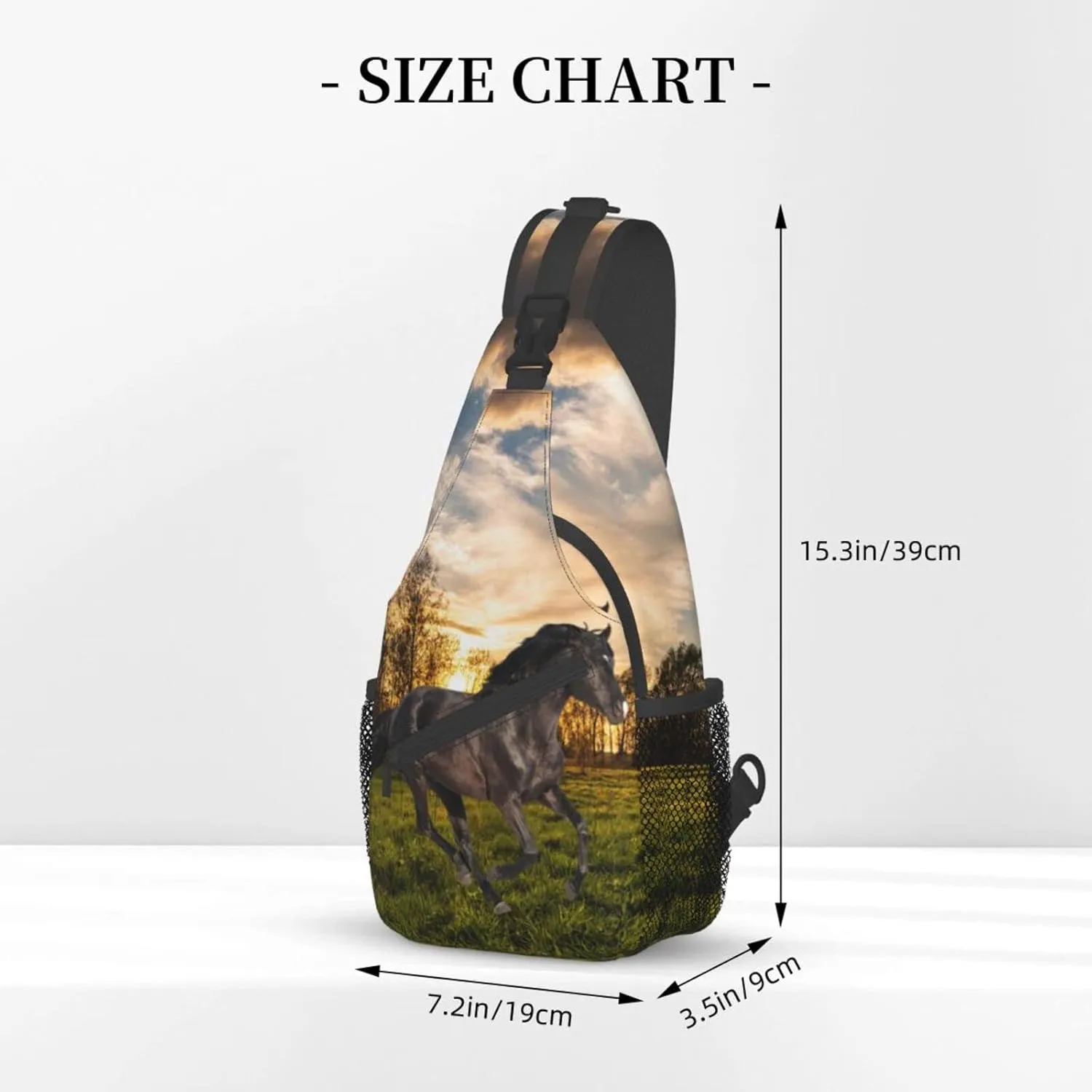 Fashion Horse Sling Bag Multipurpose Crossbody Backpack Adjustable Travel Hiking Casual Daypack For Men Women