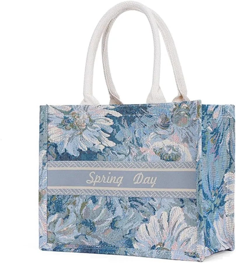 Fashion Luxury Tote Bag Cotton Linen Handbag Large Capacity Jacquard Retro Exquisite