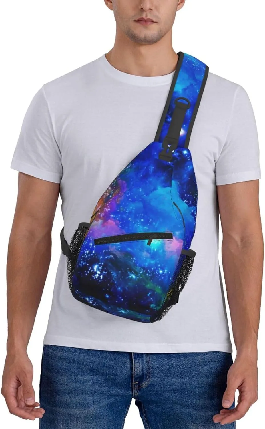 Fashion Purple Galaxy Sling Backpack, Multipurpose Crossbody Shoulder Bag Travel Hiking Daypack for Men Women